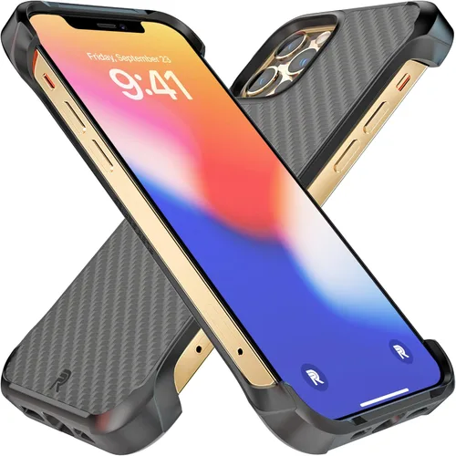 Miniatura 9 de Phone REBEL - Funda para iPhone 12 Pro Max [fibra de aramida Gen-2] fuerte compatible con MagSafe, inserciones a prueba de golpes, esquinas negro
