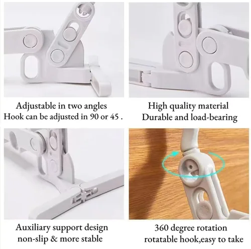 Miniatura 5 de Paquete de 2 perchas plegables de viaje para ropa, percha plegable para maleta, colgador de ropa plegable sobre la puerta, perchas plegables