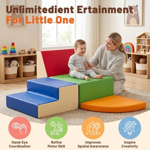 Miniatura 3 de TODIBY Juguetes de Escalada de 4 Piezas para Niños Pequeños (Tamaño XL): Cuero PU - Juego Suave de Escalada para Niños Pequeños - Bloques