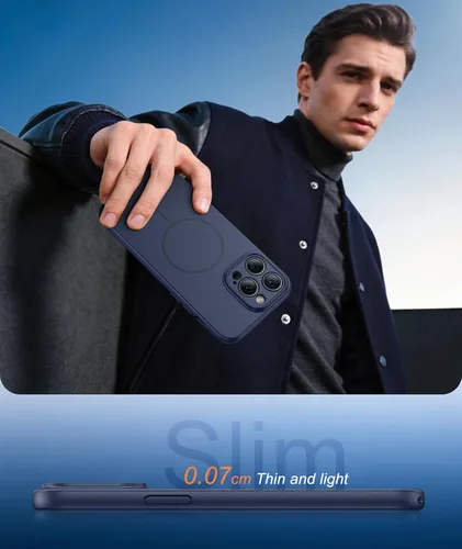 Miniatura 7 de FNTCASE Funda para iPhone 14 Pro Max color azul: [compatible con Magsafe] Funda magnética mate sólida con [protección completa de la cámara]