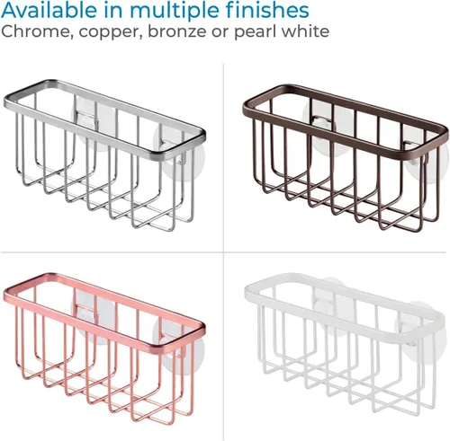 Miniatura 5 de iDesign Gia - Soporte de succión para fregadero, esponjas, fregadores, jabón en cocina, baño, bañeras, 5.75 x 2.25 x 2.5 pulgadas, bronce