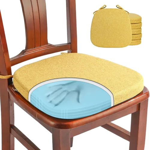 Miniatura 11 de SINOSSO Paquete de 4 cojines de espuma viscoelástica para sillas de comedor, tela tejida amigable de 16 pulgadas en forma de U, cómodas almohadillas