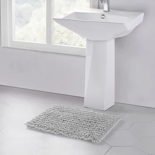 Miniatura 251 de Walensee Alfombra de baño antideslizante (24x17 pulgadas, rosa polvoriento) absorbente de agua, súper suave, lanuda de felpilla, lavable a máquina