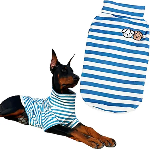 Miniatura 14 de Camisa de cuello alto para perro, lindo bordado de perrito, sudadera súper suave para perro, jersey elástico a rayas para cachorro, para gatos