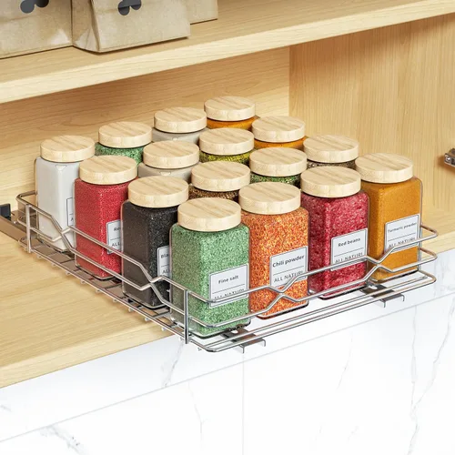 Miniatura 10 de BOIVSHI Estante de especias extraíble, organización de especias de 2 niveles para gabinete, estante de especias resistente, 9-1/4 pulgadas de ancho