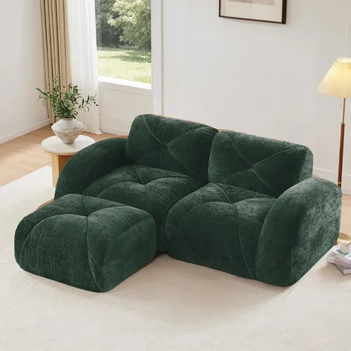Miniatura 49 de Sofás modulares modulares de 110.6 pulgadas para sala de estar, sofá moderno de terciopelo sin hueso, no requiere montaje, cómodo sofá sin hueso