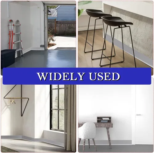 Miniatura 5 de LSGCQ Moldura Flexible para Zócalo de 4 Pulgadas x 60 Pies, Base de Pared de Vinilo Autoadhesivo, Despegar y Pegar, Base Cove de Goma, Moldura