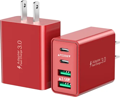 Miniatura 9 de Bloque de carga USB C, cargador de pared USB C de 40 W, adaptador de corriente PD de doble puerto, enchufe de pared QC USB C, bloque de carga rápida