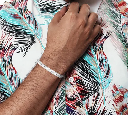 Miniatura 6 de Savlano Pulsera de plata de ley 925 con diseño de espiga plana de serpiente mágica para mujeres y hombres, fabricada en Italia, viene con una caja