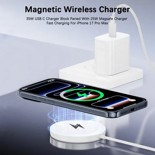 Miniatura 6 de [Certificado Apple MFi] Cargador inalámbrico magnético de 25 W para iPhone 17 16 de carga rápida, cargador rápido Apple Mag-Safe de 6 pies
