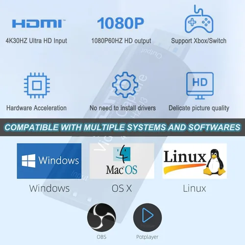 Miniatura 7 de Tarjeta de captura de video 4K HDMI a USB 3.0 1080P 60FPS Cam Link Tarjeta de captura de juegos Adaptador de tarjeta de captura de pantalla