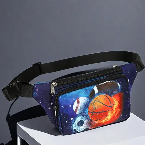 Miniatura 8 de LEDAOU Riñonera para niños, bolsa cruzada para niños, riñonera, ligera, para el pecho, Baloncesto Rugby Estrellas de fútbol, Talla única