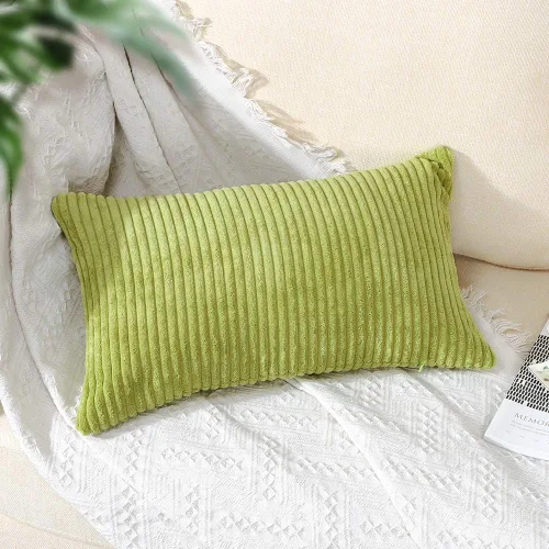 Miniatura 4 de Artscope Fundas de almohada de pana a rayas acogedoras súper suaves decorativas oblongas fundas de almohada decorativa fundas de cojín para sofá