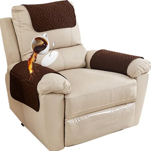 Miniatura 34 de Funda para Reposabrazos de Sofá, Funda para Reposacabezas de Silla Reclinable, Funda de Sillón con Bolsillos, Protector de Muebles Acolchado Beige
