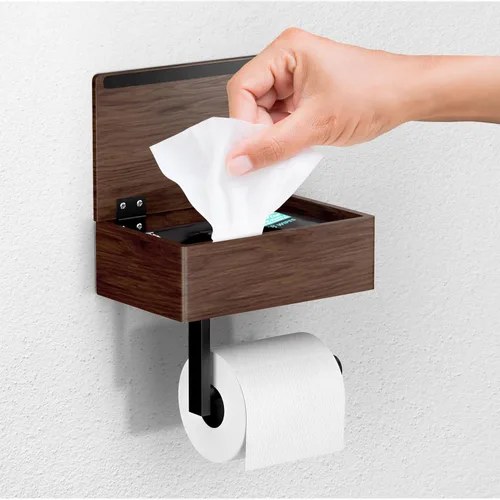 Miniatura 25 de Day Moon™ Soporte de pared para papel higiénico blanco mate, soporte giratorio moderno para rollo de papel higiénico