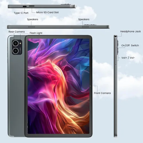 Miniatura 7 de Azeyou 2025 Tablet Android 14 Actualizada, Tablet de 10.1 Pulgadas Procesadores Octa-Core con 8GB RAM 128GB ROM, Pantalla Táctil IPS, Wi-Fi 6, BT