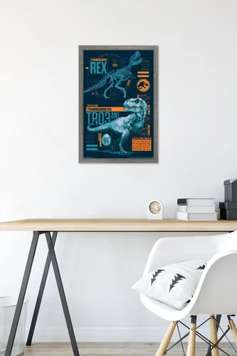 Miniatura 6 de Trends International Jurassic World: Fallen Kingdom - Póster de pared T-Rex, 14.725 x 22.375 pulgadas, versión enmarcada de madera de granero