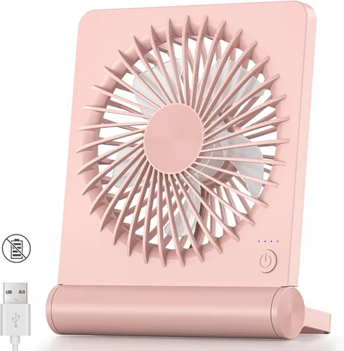 Miniatura 9 de Koonie - Ventilador de escritorio USB, viento fuerte, ultra silencioso, pequeño ventilador personal con inclinación plegable de 180° y 3 velocidades