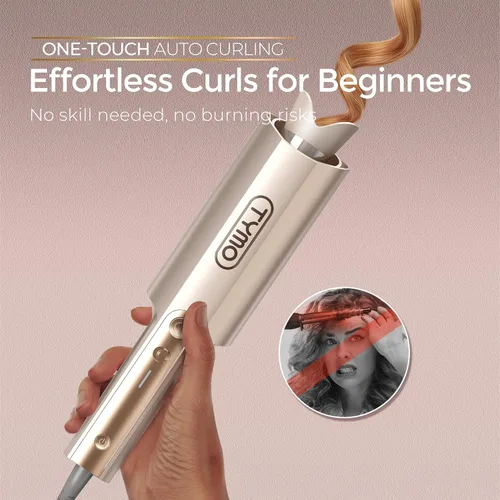 Miniatura 2 de TYMO CurlPro Plus - Rizador giratorio automático, varita rizadora de barril largo mejorada para cabello largo, rizador de pelo de cerámica