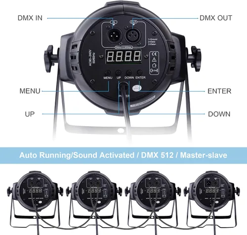 Miniatura 4 de BETOPPER Luces DJ DMX activadas por sonido, 54 x 3W LED Par Luces RGB DMX, DJ Par Iluminación para iglesia, concierto, boda, fiesta, bar