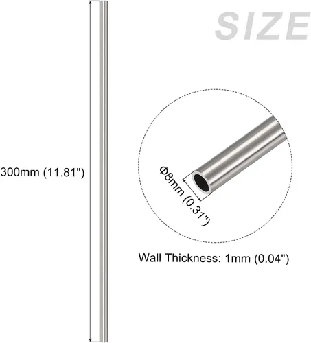 Miniatura 2 de METALLIXITY Tubo de acero inoxidable 304 (0.039 in de diámetro exterior x 0.006 in de pared T x 11.811 in de largo), 2 piezas, tubo recto