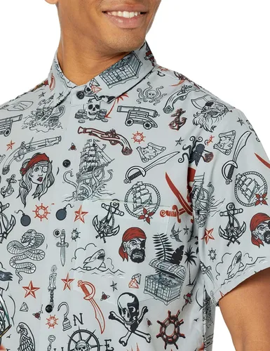 Miniatura 5 de Funny Guy Mugs Mens Hawaiian Print Button Down Short Sleeve Shirt