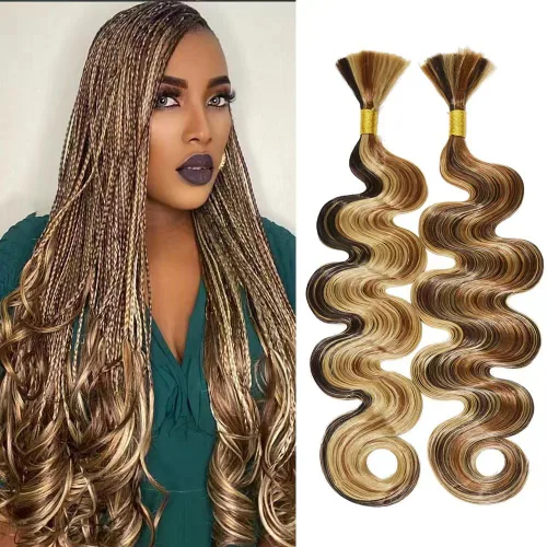 Miniatura 8 de Cabello bohemio para trenzar de 18 pulgadas, 2 paquetes de cabello ondulado profundo a granel para trenzas bohemias, sin trama, extensiones
