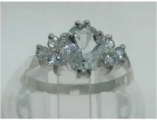 Miniatura 2 de Anillo de plata de ley 925 auténtica aguamarina para mujer