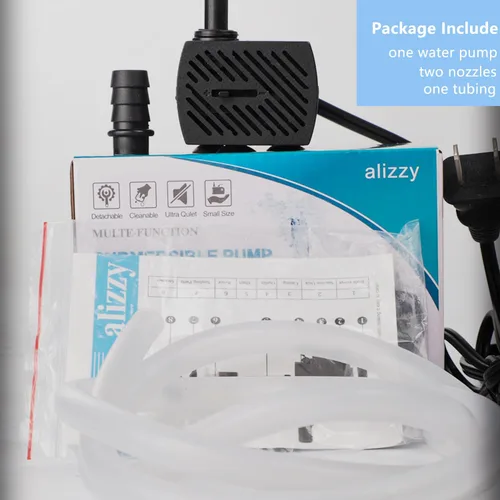Miniatura 7 de alizzy Bomba de agua pequeña ultra silenciosa de 95 GPH (360 L/H, 5 W), mini bomba de agua sumergible de larga duración con tubo para fuente