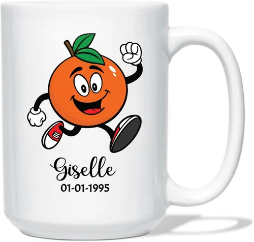 Miniatura 19 de Taza de café blanca personalizada con mano agitada de manzana con nombre de bebé, taza de cerámica personalizada para amantes de la fruta