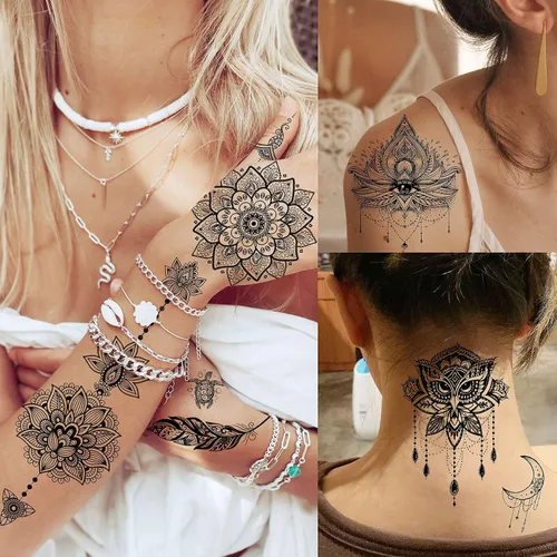 Miniatura 2 de VANTATY - Tatuajes temporales, diseño de flor 011