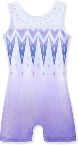 HOZIY Leotardos de gimnasia para niñas y niños, cinta de copo de nieve, azul, morado, rosa intenso brillante, Rosa encendido