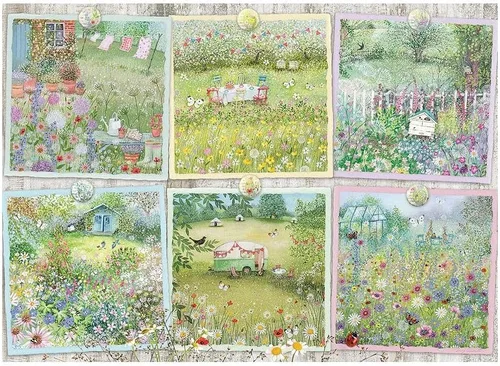 Miniatura 2 de Cobble Hill - Rompecabezas de 1000 piezas, Cottage Gardens, póster de muestra incluido