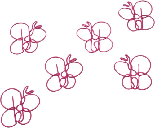 Clips de papel con forma de mariposa (100 unidades) – Clips de papel decorativos rosas para oficina, escuela y regalos – lata redonda incluida