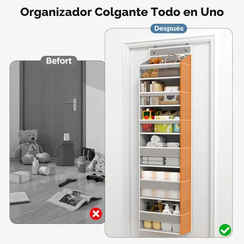 Miniatura 8 de Mefirt Organizador Sobre La Puerta, Organizador de Puerta con 6 Estantes y 6 Bolsillos de Gran Capacidad, Estantes Colgantes de Almacenamiento Sobre