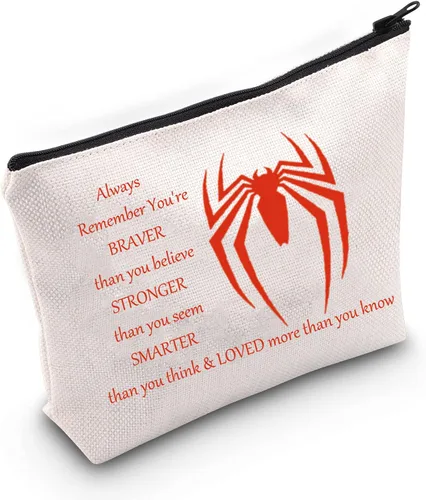 Miniatura 8 de LEVLO Bolsa de maquillaje de película de araña, regalo inspirado en los fanáticos de la película, eres más valiente, más fuerte y más inteligente
