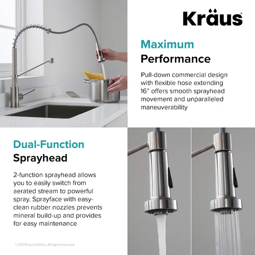 Miniatura 6 de Kraus KHU100-30-1610-53SS Standart PRO - Juego de fregadero de acero inoxidable y grifo de cocina, 30 pulgadas