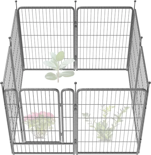 Miniatura 46 de FXW - Valla de jardín metálica y resistente para exteriores, barrera para perros y conejos, fácil instalación, negro, 24 pulgadas de alto x 29.6