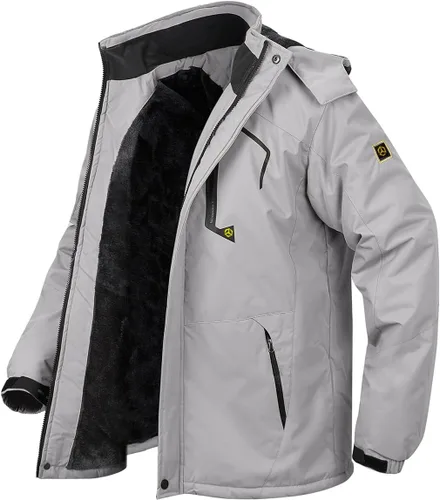 Miniatura 14 de Chaqueta de esquí para hombre, de invierno, con forro polar cálido, impermeable, cortavientos, con capucha, para montaña, senderismo, nieve y lluvia