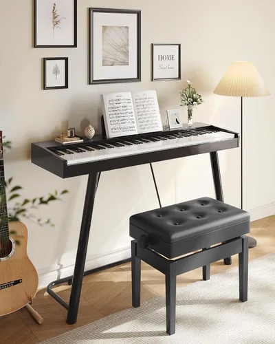 Miniatura 2 de SONGMICS Taburete ajustable de madera para piano con almacenamiento de partituras negro ULPB57H