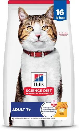 Hill's Science Diet Adult 7+, Senior Adult 7+ Premium Nutrition, alimento seco para gatos, receta de pollo, bolsa de 16 libras