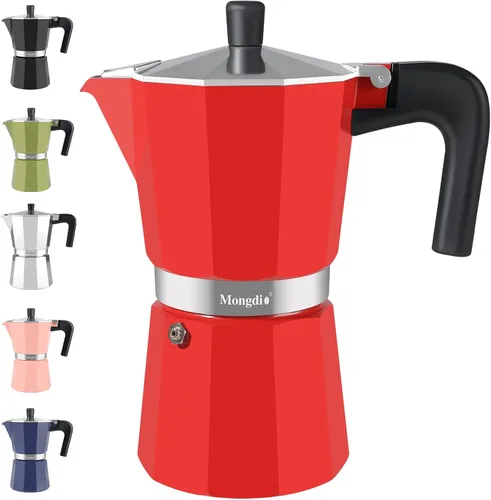 Miniatura 16 de Mongdio - Cafetera de café espresso para estufa Moka, Cafetera Cubana para estufa, Cafetera Mocha Greca Italiana, para 6 tazas de espresso, 10 onzas