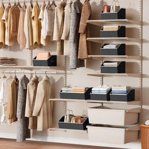 Miniatura 3 de Homsorout Organizador trapezoidal para armario, cestas grandes para organizar, caja de almacenamiento de tela para estantes, cubos de almacenamiento