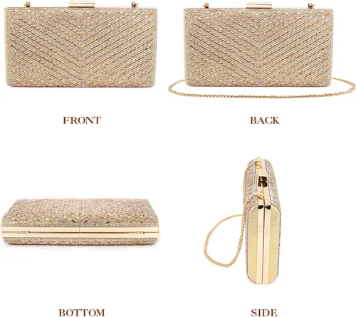 Miniatura 3 de Bolso de mano con diamantes de imitación brillantes para novia, cierre de metal, bolso formal para fiesta y boda, bolsa de noche para mujeres