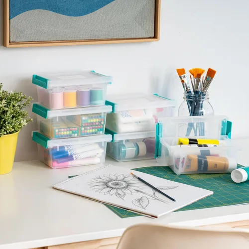 Miniatura 3 de IRIS USA Contenedores de almacenamiento para manualidades con tapas, paquete de 6, fabricados en Estados Unidos, caja de clip, pequeños contenedores