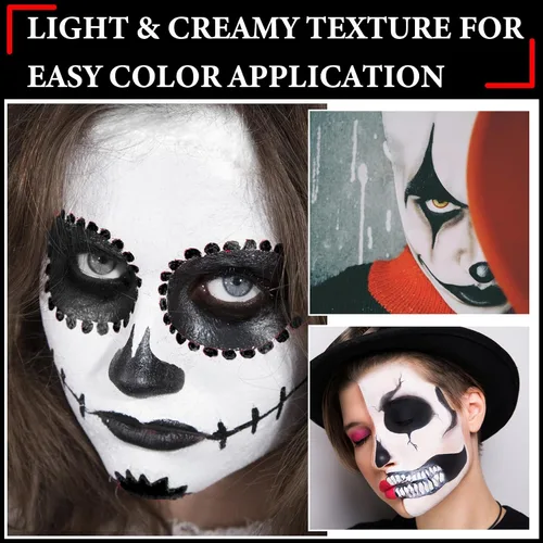 Miniatura 3 de Kit de maquillaje de pintura facial de Halloween, pintura corporal negra y blanca, efectos especiales, fiestas, bromista blanco, cosplay, disfraz