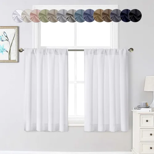 Miniatura 68 de Cortinas opacas para dormitorio, sala de estar, juego de 2 paneles de 54 pulgadas de largo, cortinas de oscurecimiento de habitación con aislamiento