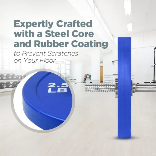 Miniatura 3 de Logest Par de platos olímpicos, juego de 2 discos de pesas para barras olímpicas, perfectos para placas de entrenamiento de fuerza, aumento de Azul