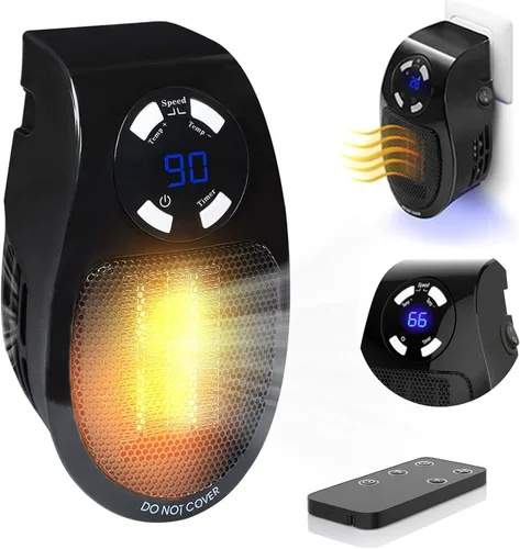 Calentador de espacio con termostato inteligente, calentadores pequeños eléctricos portátiles de 450 W con temporizador/protección contra
