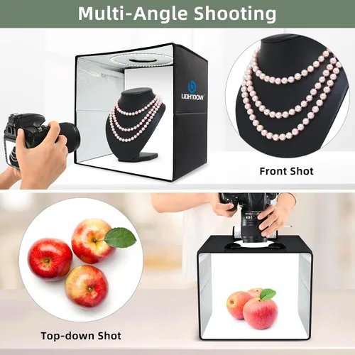 Miniatura 5 de Lightdow Caja de luz de estudio fotográfico de 10 x 10 x 10 pulgadas con 96 LED (CRI>95), 6 telones de fondo, portátiles, regulables, versátiles